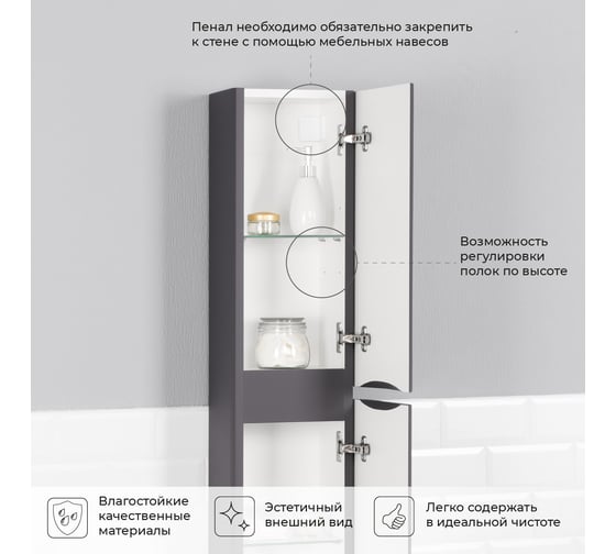 Подвесной пенал ИТАНА Roberto 25 250x200x1200 универсальный 4657784358313
