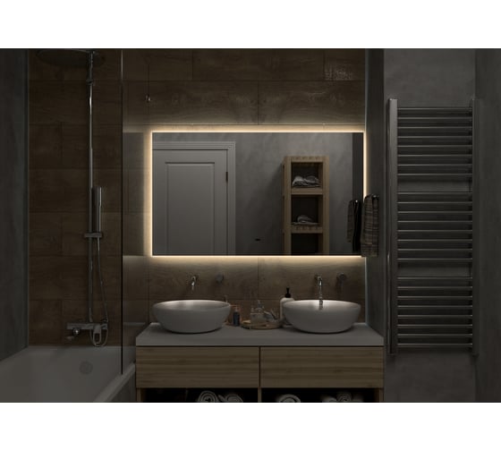 Зеркало Континент "Trezhe Led" 1200x700 с бесконтактным сенсором, теплая подсветка ЗЛП317