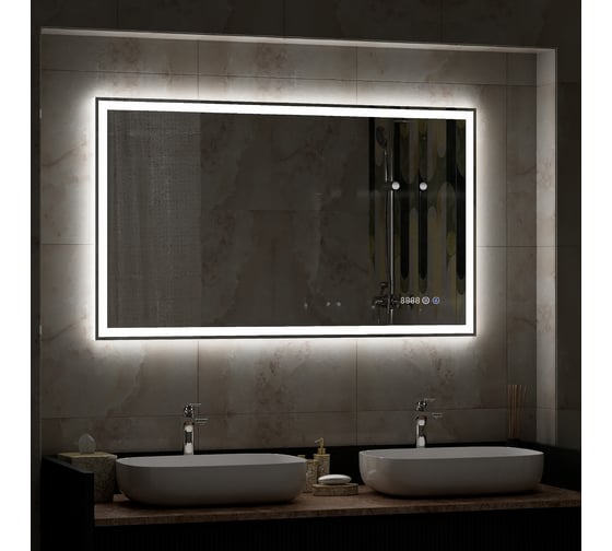 Зеркало Континент "Mercury Led" 1200x700 с подогревом и часами ЗЛП690