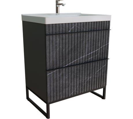 Тумба для ванной MIXLINE "Окленд-70" Графит Мрамор под умывальник Грэйс-70, ЛОФТ, ПВХ, NEW 551729