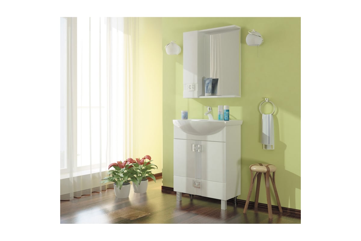 Тумба для ванной MIXLINE \"КВАДРО 1-65\" под умывальник Элеганс-65, ПВХ ...