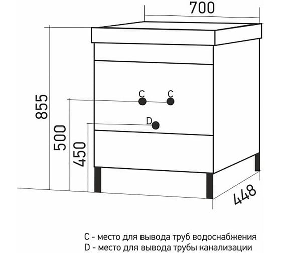 Тумба для ванной MIXLINE "Честер-70" Бетон под умывальник Грэйс-70, ПВХ, NEW 551732