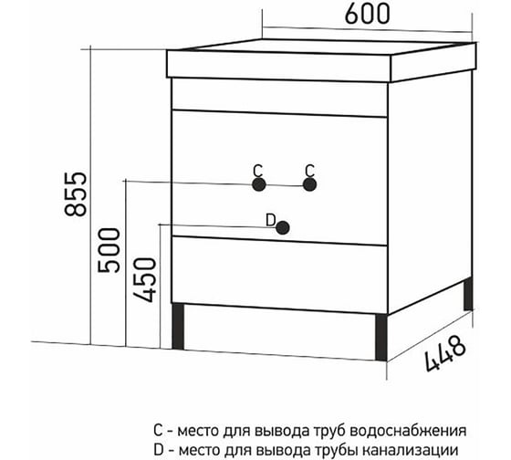 Тумба для ванной MIXLINE "Честер-60" Бетон под умывальник Грэйс-60, ПВХ, NEW 551731