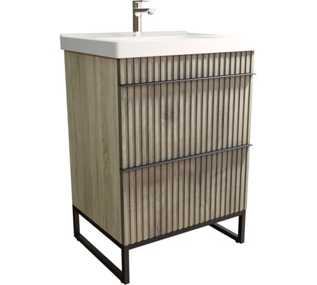 Тумба для ванной MIXLINE "Окленд-60" Дуб Мелфорд под умывальник Грэйс-60, ЛОФТ, ПВХ, NEW 551717