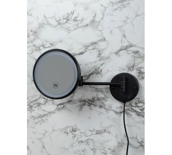 Зеркало Nofer VANITY с регулировкой и led-подсветкой, увеличение х3, Ø160 мм, черное 08006.N
