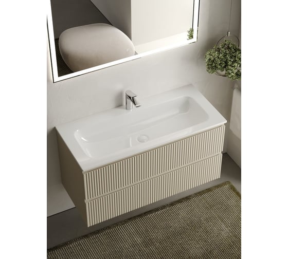 Подвесная тумба Sancos Snob R 995x445x500 мм, c двумя ящиками, оснащенными доводчиками, Beige Soft SNR100CE