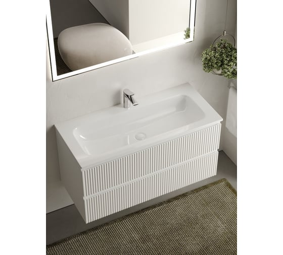 Подвесная тумба Sancos Snob R 995x445x500 мм, c двумя ящиками, оснащенными доводчиками, Bianco SNR100W