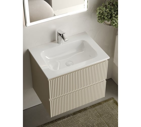 Подвесная тумба Sancos Snob R 590x445x500 мм, c двумя ящиками, оснащенными доводчиками, Beige Soft SNR60CE