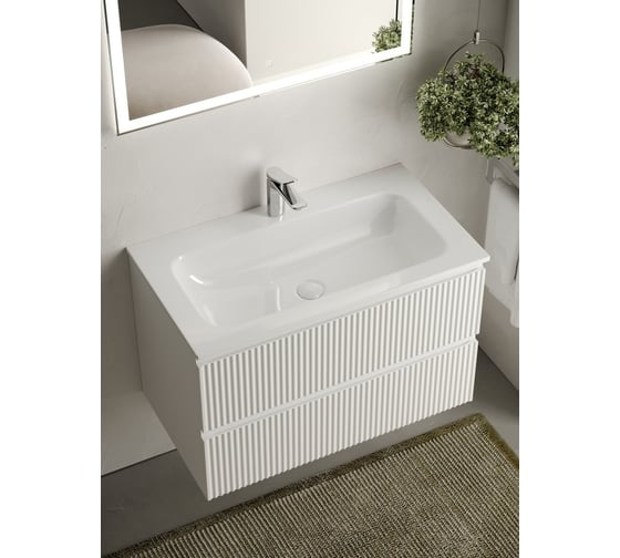 Подвесная тумба Sancos Snob R 790x445x500 мм, c двумя ящиками, оснащенными доводчиками, Bianco SNR80W