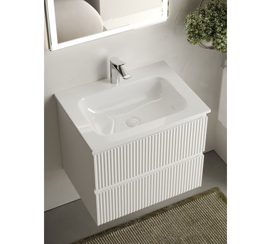 Подвесная тумба Sancos Snob R 590x445x500 мм, c двумя ящиками, оснащенными доводчиками, Bianco SNR60W