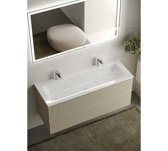 Подвесная тумба Sancos Snob R 1195x445x500 мм, c двумя ящиками, оснащенными доводчиками, Beige Soft SNR120CE