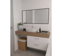 Зеркало в ванную комнату TODA ALMA прямоугольное, влагостойкое в раме, 128x54 см, цвет рамы - черный 1280540BL