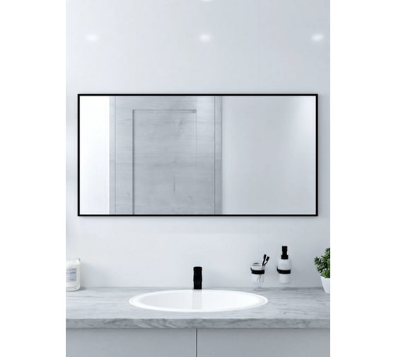 Зеркало в ванную комнату TODA ALMA прямоугольное, влагостойкое в раме, 137x49.5 см, цвет рамы - черный 1370495BL