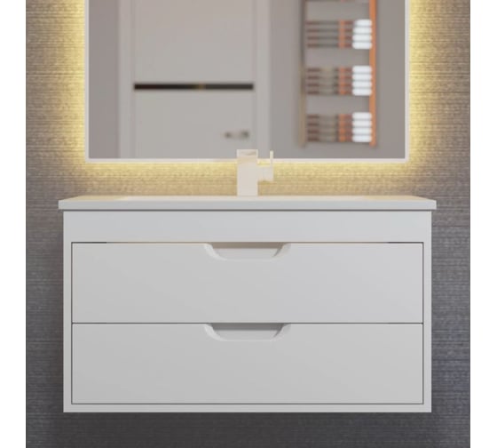 Тумба под раковину для ванной Uperwood Modul_80 см, подвесная, глянцевая, белая 2930205152