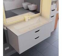 Тумба под раковину для ванной Uperwood Modul_100 см, подвесная, матовая, белая/графит 2930205356