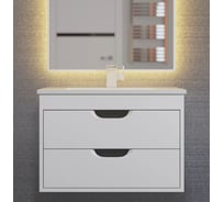 Тумба под раковину для ванной Uperwood Modul_65 см, подвесная, матовая, белая/графит 2930205354