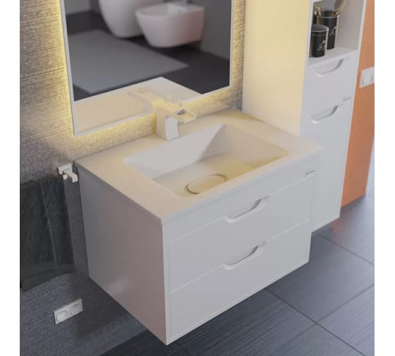 Тумба под раковину для ванной Uperwood Modul_65 см, подвесная, матовая, белая 2930205250