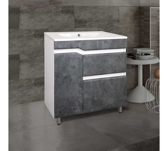 Напольная тумба Toppus Velvet 75 под умывальник quadro, черный камень 9711.014