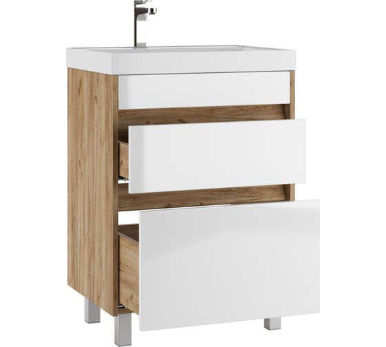 Тумба Домино Karlo под умывальник "Classic 60" с двумя ящиками В2 Дуб Вотан DK5307T