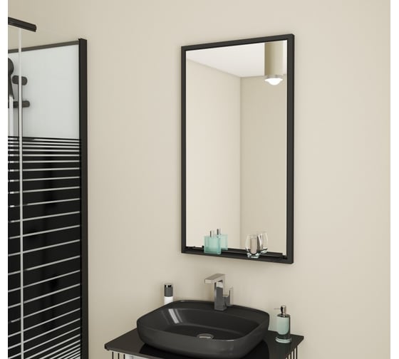 Зеркало Teymi Helmi Loft 50x90, Black Edition, черная стальная рама, полка T20308 ЦБ-00263634