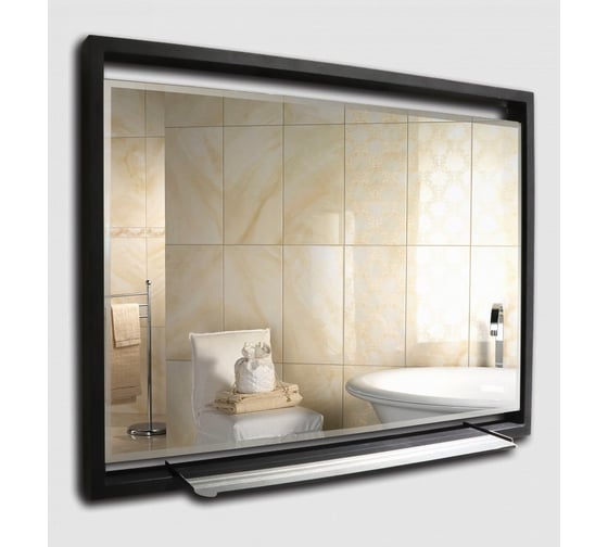 Зеркало Teymi Helmi Loft 80x60, Black Edition, черная стальная рама, полка, сенсор на взмах T20309IR ЦБ-00263635
