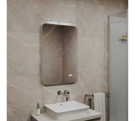 Зеркало Teymi Solli 55x80 со светильником, сенсор, часы T20218CS ЦБ-00263642