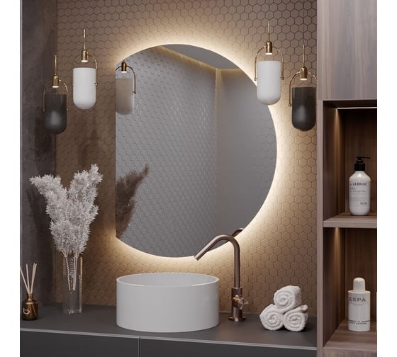 Зеркало Alias Дафна 100x80 с нейтральной LED-подсветкой, обрез слева, на взмах руки d1008022l