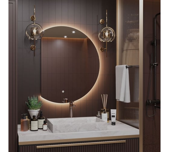 Зеркало Alias Дафна 100x80 с тёплой LED-подсветкой, обрез слева d100803l