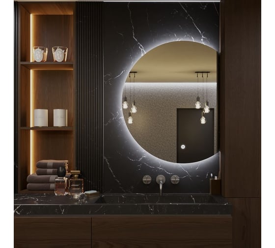 Зеркало Alias Дафна 120x100 с холодной LED-подсветкой, обрез справа d1201001r