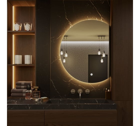 Зеркало Alias Дафна 120x100 с тёплой LED-подсветкой, обрез справа d1201003r