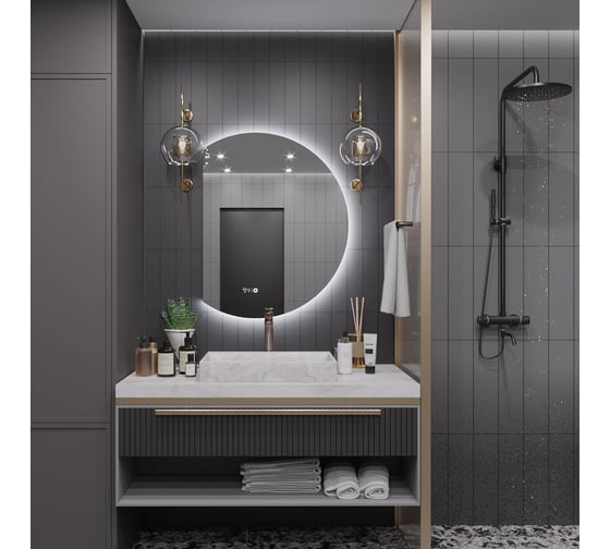 Зеркало Alias Дафна 120x100 с холодной LED-подсветкой и часами, обрез слева d12010015l