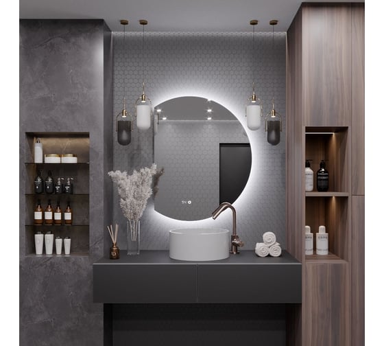 Зеркало Alias Дафна 120x100 с холодной LED-подсветкой и часами, обрез слева d12010015l