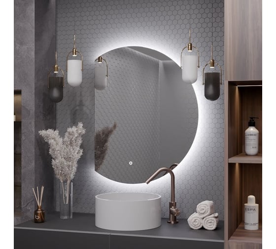 Зеркало Alias Дафна 120x80 с холодной LED-подсветкой, обрез слева d120801l
