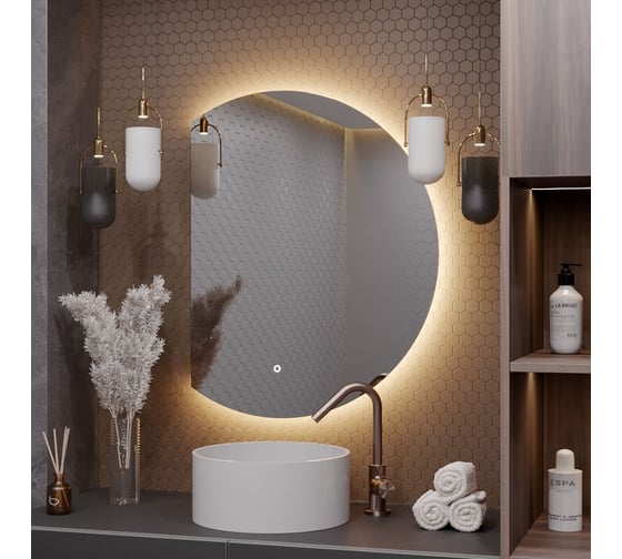Зеркало Alias Дафна 70x50 с тёплой LED-подсветкой, обрез слева d70503l 1