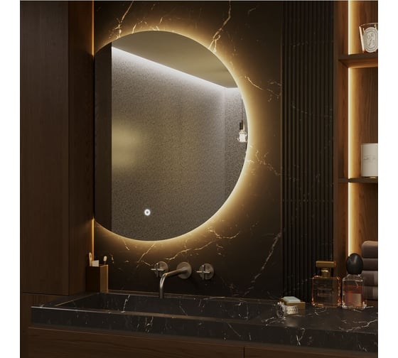 Зеркало Alias Дафна 70x50 с тёплой LED-подсветкой, обрез слева d70503l