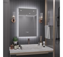 Зеркало Alias Квартал 80x80 с холодной LED-подсветкой и часами q808015