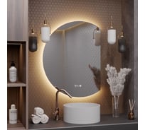 Зеркало Alias Дафна 80x60 с тёплой LED-подсветкой и часами, обрез справа d806035r