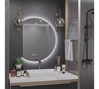 Зеркало Alias Дафна 80x60 с холодной LED-подсветкой и часами, обрез слева d806015l