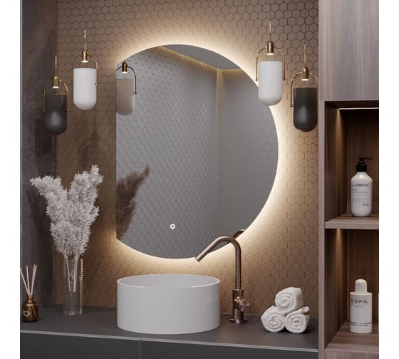 Зеркало Alias Дафна 90x70 с нейтральной LED-подсветкой, обрез слева d90702l 1