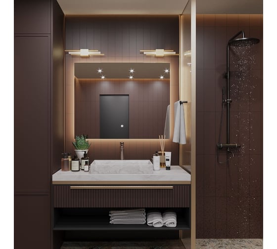 Зеркало Alias Квартал 100x120 с тёплой LED-подсветкой, горизонтальное q1001203