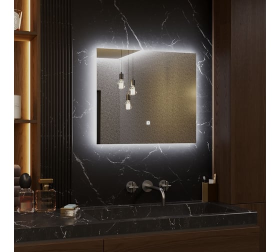Зеркало Alias Квартал 100x120 с холодной LED-подсветкой, горизонтальное q1001201
