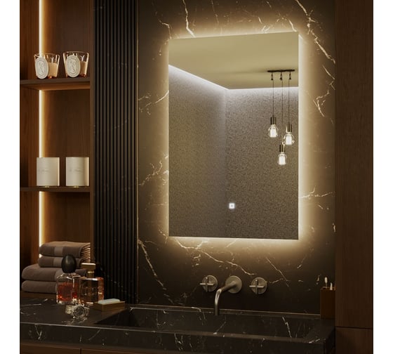 Зеркало Alias Квартал 100x70 с тёплой LED-подсветкой, вертикальное q100703