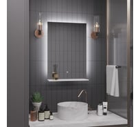 Зеркало Alias Квартал 110x70 с холодной LED-подсветкой и полкой, вертикальное q1107017