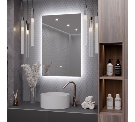 Зеркало Alias Квартал 100x80 с холодной LED-подсветкой, вертикальное q100801 1