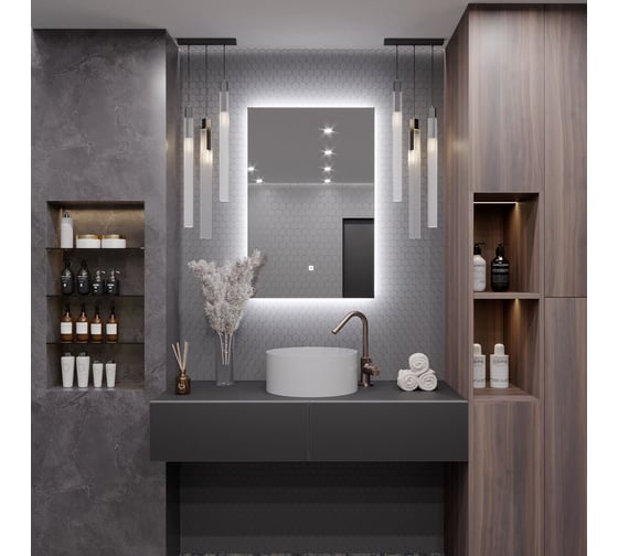 Зеркало Alias Квартал 120x60 с холодной LED-подсветкой, вертикальное q120601