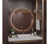 Зеркало Alias круглое Муза D90 для ванной с тёплой LED-подсветкой и часами m909035