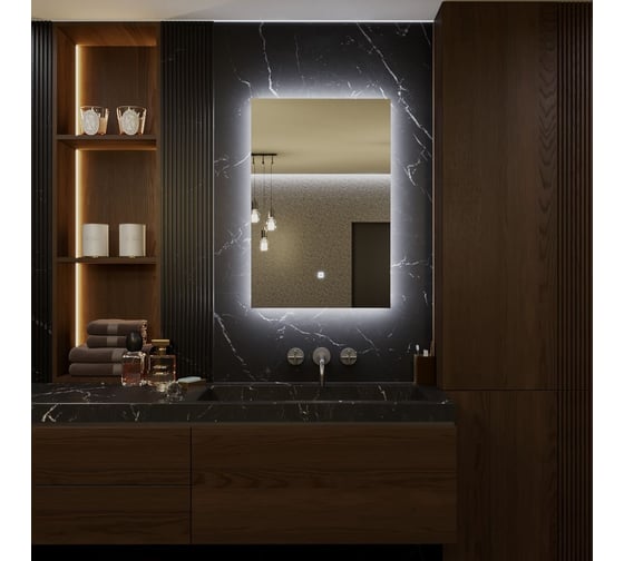 Зеркало Alias Квартал 120x80 с холодной LED-подсветкой, вертикальное q120801