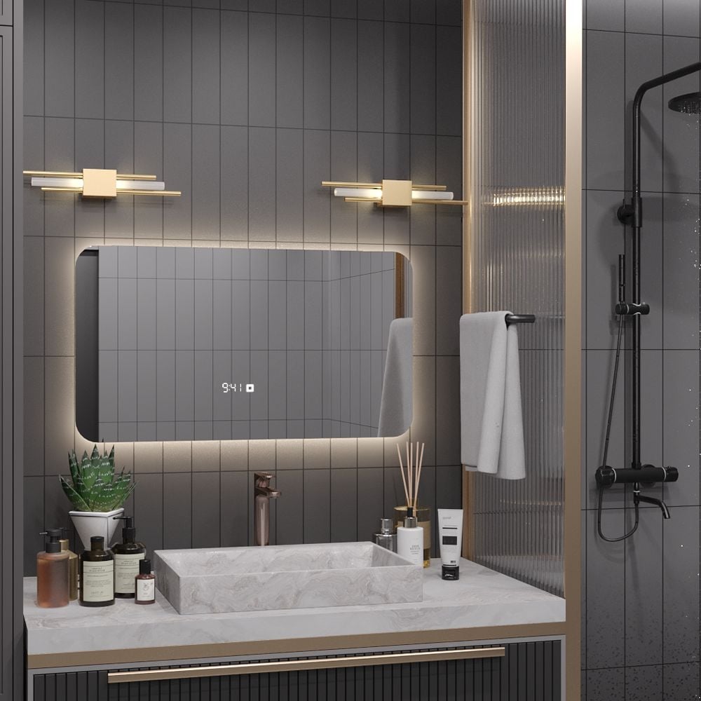 Зеркало Alias Палантин 50x90 с нейтральной LED-подсветкой и часами ...