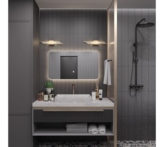 Зеркало Alias Палантин 50x90 с нейтральной LED-подсветкой и часами, горизонтальное pr509025