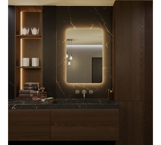 Зеркало Alias Эос 100x80 с тёплой LED-подсветкой и взмах руки, вертикальное en1008032 1